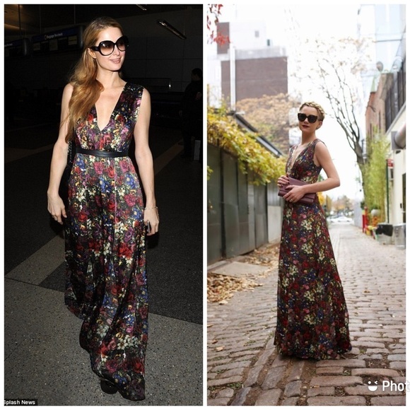 Alice + Olivia Triss Maxi Floral Cut Out Sleeveless Dress Sz 4 - Picture 2 of 7